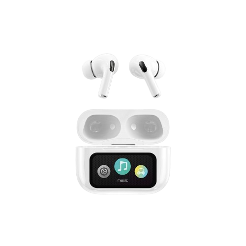 A9 Pro App Anc/enc Display Touch Control Bt 5.4 Wireless Earbuds With Zwsvibe App White