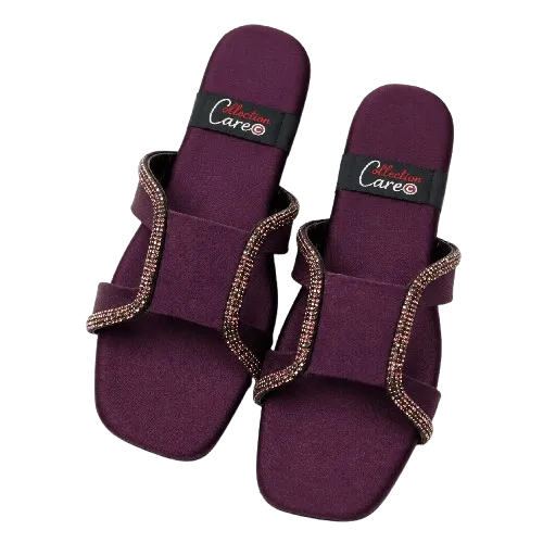 Women's Rhinestone Embellished Flat Slide Sandals Open Toe Slippers