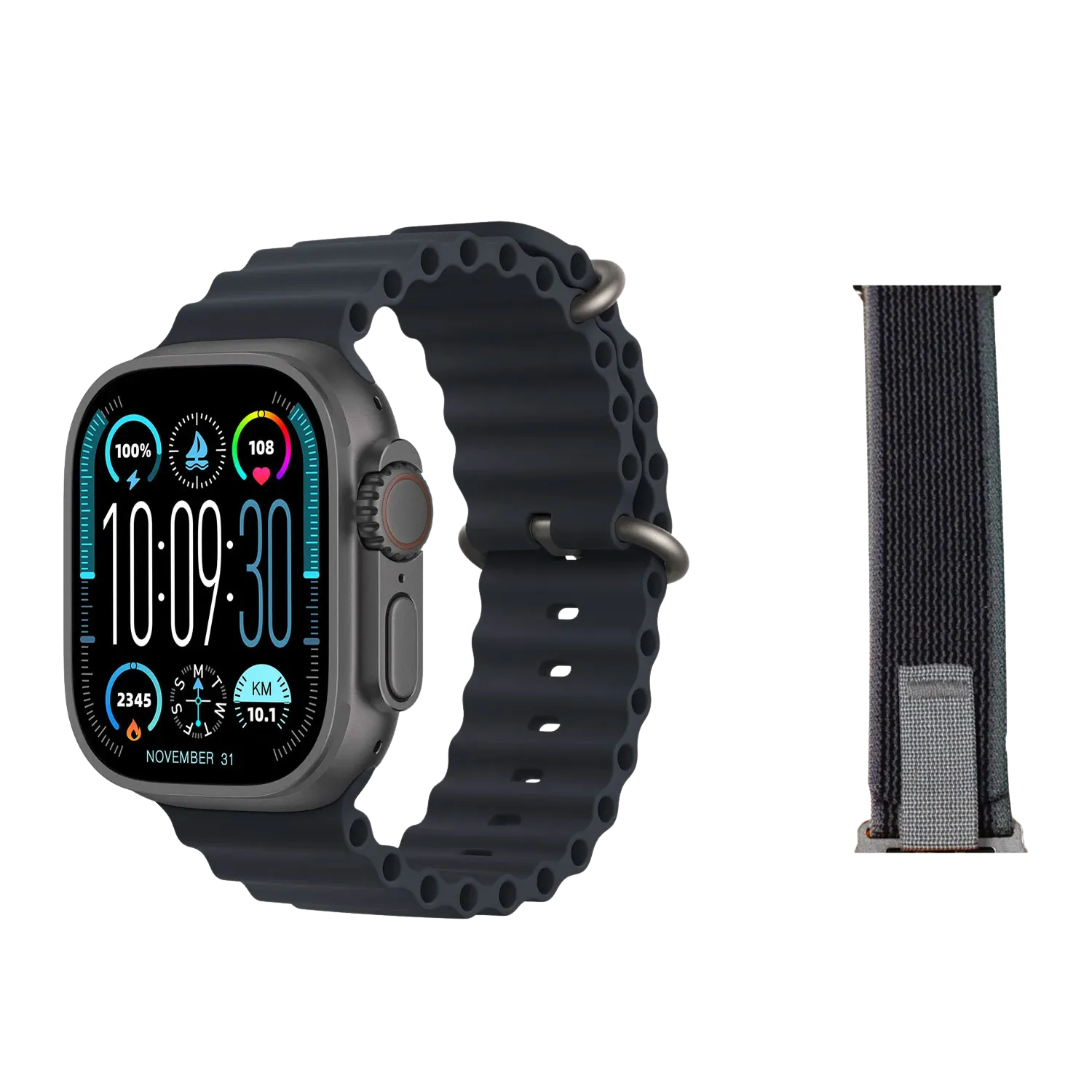 HK10 ULTRA 3 2.02 AMOLED DISPLAY G-SENSOR AI FEATURES WITH WEARFIT PRO APP 2 STRAPS BLACK
