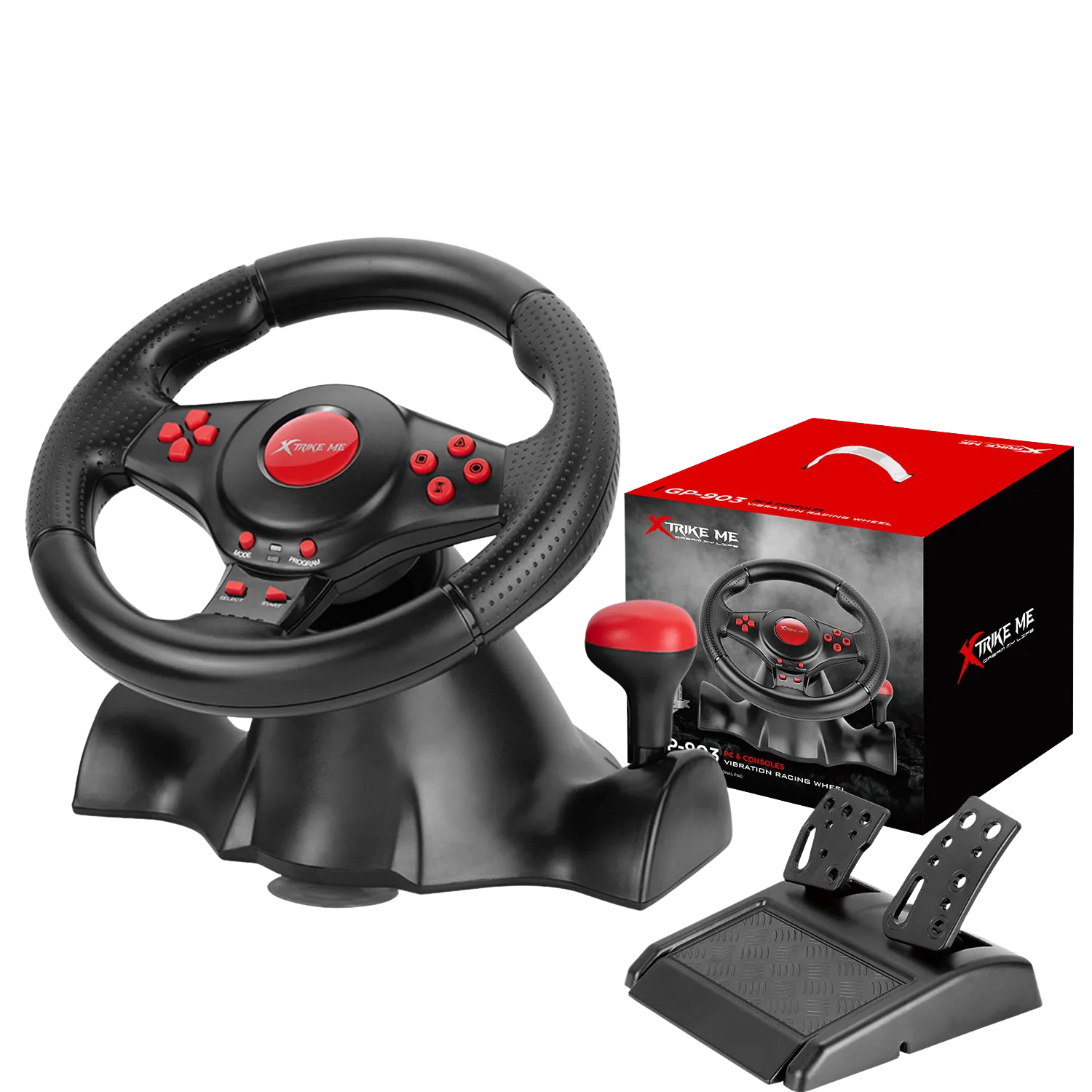 Xtrike Me Gp-903 Racing Wheel With Dual Vibration Motors Realistic Gaming Experience
